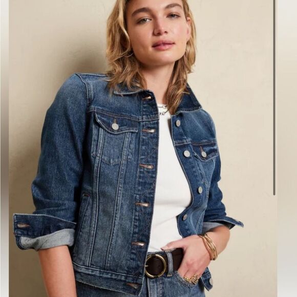 Banana Republic Medium Rinse Wash Classic Trucker Denim Jacket Size M - Picture 2 of 9